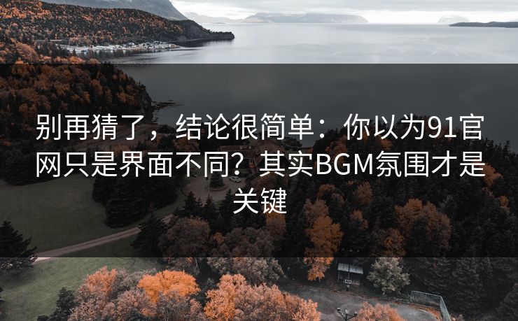 别再猜了，结论很简单：你以为91官网只是界面不同？其实BGM氛围才是关键