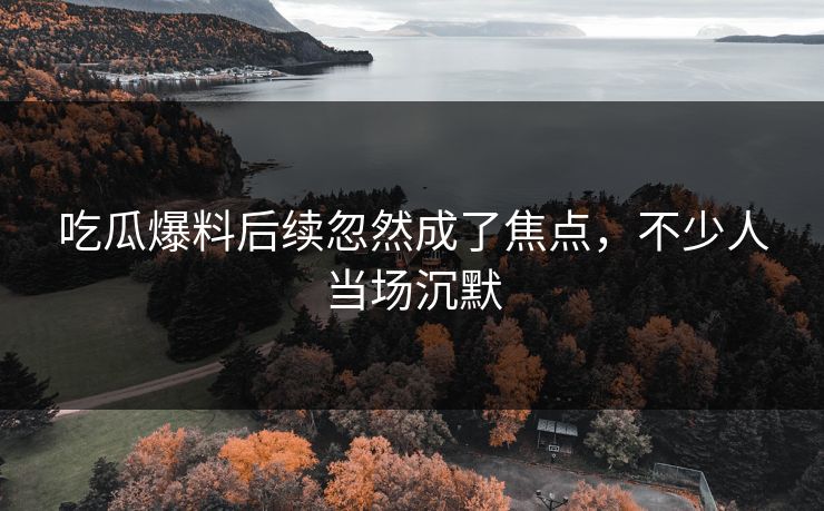 吃瓜爆料后续忽然成了焦点,不少人当场沉默