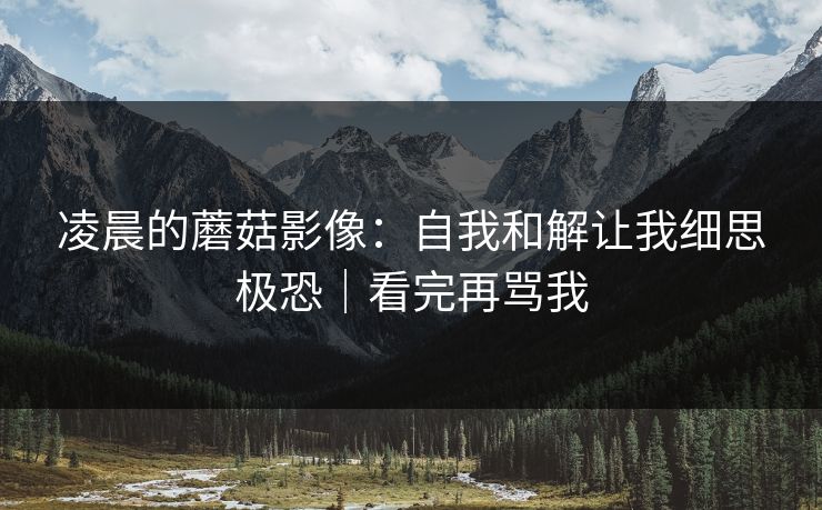 凌晨的蘑菇影像：自我和解让我细思极恐｜看完再骂我