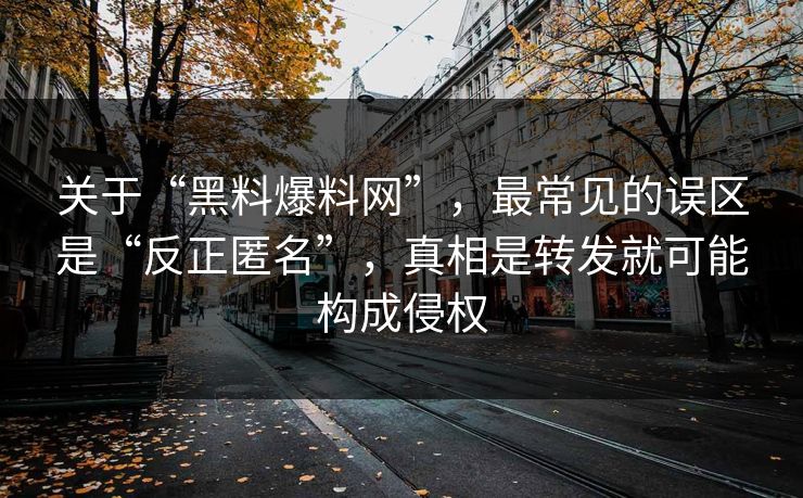 关于“黑料爆料网”，最常见的误区是“反正匿名”，真相是转发就可能构成侵权